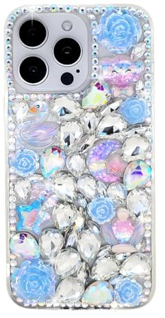 Ymyhyuxi Cases for iPhone X Case Bling Diamond 3D Luxury Sparkle Glitter Crystal Rhinestone swan Cover （Blue）