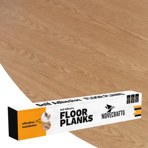 Peel and Stick Floor Planks - 20 Planks Pack Covering 29.92 sq ft / 2.78sqm - Vinyl Self Adhesive Floor Tile Measures 5.9x35.9in (91.4x15.2cm) Kitchen Stick On Flooring Natural Brown Wood Effect
