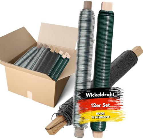 JK Trends Premium Wickeldraht Farben Mix 480 m - 12er Set ⌀ 0,65mm - Basteldraht für Blumen, Garten, Haushalt, Werkstatt, Hobby, Bastelspaß, langlebiges Werkzeug für viele Anwendungen