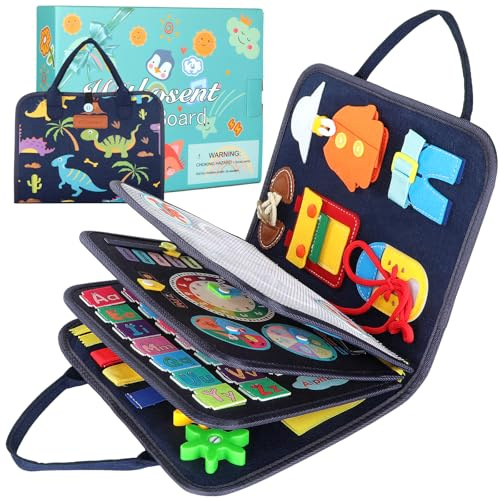 Withosent Busy Board für Kleinkinder 5-Schichten, Activity Board Tragbar Montessori Spielzeug, Baby Sensory Board ab 3 4 Jahre Mädchen Junge, Grundkenntnisse Erlernen Motorikspielzeug