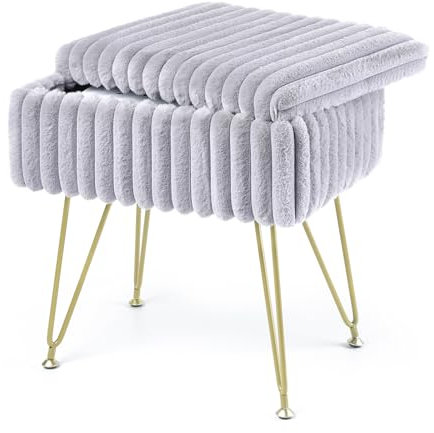 ABHENG Tabouret de Rangement, Fauteuil Multifonction Rectangle pour Toilette avec Rangement, Tabouret en Velours, pour Salon, Chambre, Dortoir, 32 x 32 x 44cm,Gris Tourterelle,ASND53G