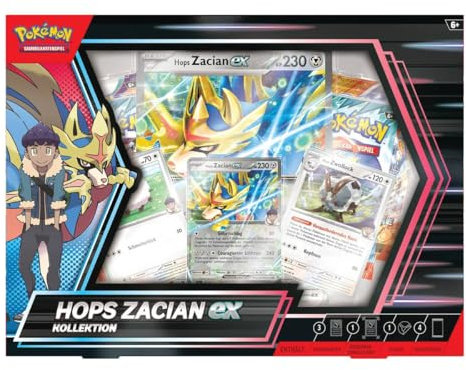 Pokémon Hops Zacian-ex Kollektion | Deutsch | Mit 4 Boosterpacks, Promokarten & XL-Karte – Das Galar-Duo vereint!