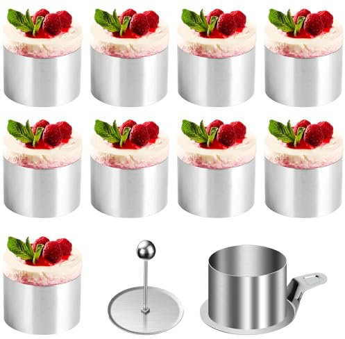 Dessertringe 8 cm – Backringe Set mit 10 Stück, Deckel & Bodenplatte – Profi Backzubehör für Mousse, Torten & Gebäck