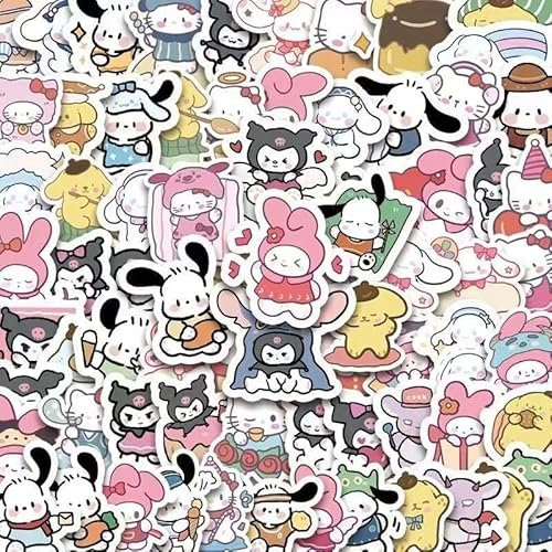 DWUENT 107 Pcs Cute Stickers, Kawaii Waterproof Vinyl Stickers 3-6cm for Laptop, Water Bottle, Phone, Skateboard, Guitar, Suitcase, Scrapbook (107 pcs)