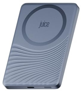 Juice Slim Wavey Power Bank, 5,000mAh Magnetic Battery Pack, Qi-Enabled 15W Max Fast MagSafe-Compatible Portable Charger, Slimline Design, for iPhone Air/17/16/15 Series - Dark Blue