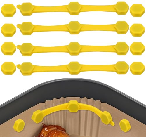 12pcs Air Fryer Magnets Set, Reusable Air Fryer Magnet Silicone Buckle for Securing Parchment Paper Liners in Place Magnetic Holder Airfryer Accessories Items Prevents Fire Hazard