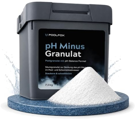 POOLFOX pH Minus Granulat 7,5 kg – pH Senker für Pool & Whirlpool, schnell löslich, zur sicheren pH-Wert Regulierung