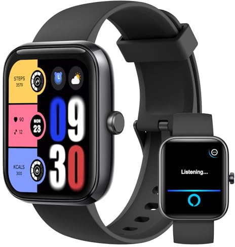 Smartwatch per Uomo Donna, IP68 Impermeabile Orologio Smartwatch, Nero | Effettua/Risposta Chiamate Contapassi Cardiofrequenzimetro, 120+ Modalità Sportive, Orologio Fitness Smart Watch Android iOS