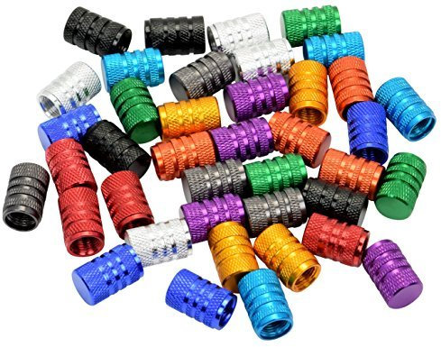 Domain Cycling 40 stücke Schrader Reifen Ventilkappen, gerändelt Multi-Color eloxiert maschinell bearbeitete Aluminiumlegierung Fahrrad Fahrrad Reifen Ventilkappen Staubabdeckungen