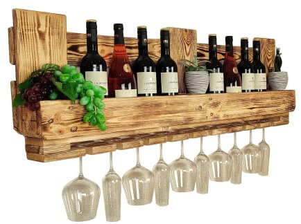 daves redesign Weinregal aus Palette beflammt inklusive Aufhängung/Vintage/Flaschenregal/Wandregal/Hängeregal/Palettenmöbel/Bar/Holzregal