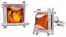 MATERIA by Matthias Wagner Bernstein Ohrstecker Silber 925 Damen braun orange quadratisch rhodiniert + Box SO-294