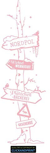 CLICKANDPRINT Aufkleber » Wegweiser Weihnachten, 70x21,8cm, Pastellrosa • Wandtattoo/Wandaufkleber/Wandsticker/Wanddeko/Vinyl