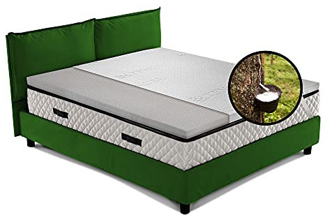 GEEMMA s.r.l. Topper Matratzenauflage aus natürlicher Latex, Höhe 5 cm, mit weichem Stoff als Seide aus Bambusfaser abnehmbar auf 4 Seiten oder Maß 160x200cm
