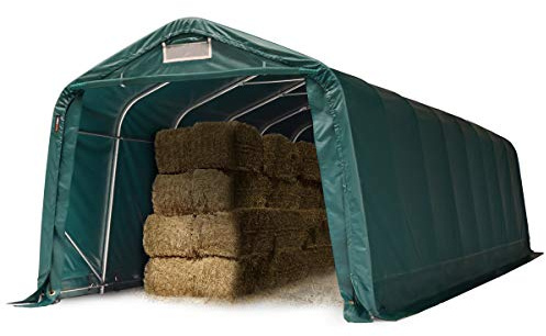 Robust pasture shelter 3.3x9.6 m waterproof PVC tarpaulin 800N Storage tent, for concrete, green