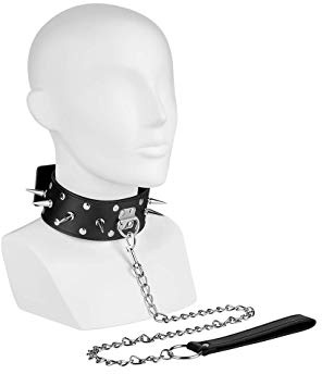 EIS, Halsband, mit Herz-Details, Glattleder-Optik, größenverstellbar, inkl. Leine, Größe:Halsband Mit Killernieten