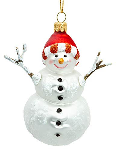 SIKORA Schneemann mit Ästen besondere Weihnachtskugel Glas Christbaumschmuck Deko Figur Weihnachten Anhänger Ornament - Meisterstücke - BS703, Variante:mit Ästen