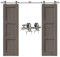 CCJH 5FT/152cm Stainless Steel Sliding Barn Wood Door Hardware Track Kit Top T Mount Roller Hanger Set for Double Door