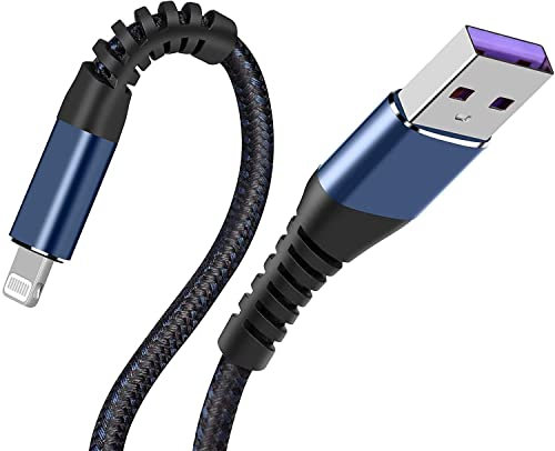 Apple zertifiziertes iPhone-Ladegerät, Lightning-Kabel, Schnellladekabel für Apple iPhone 12/11/11Pro/11Max/X/XS/XR/XS Max/8/7/6/5S/SE/iPad Mini Air (4,8 m, blau), 2 Stück