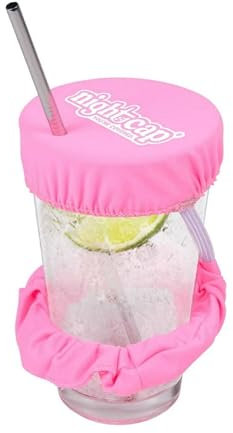 NightCap - Original Drink Cover Scrunchie, As Seen on Shark Tank - Anti-Spike Drink Protector for Women - Reusable Drink Cover Scrunchie - Fits Most Cups & Glasses, Washable - Pink