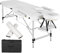 tectake® Massageliege klappbar, höhenverstellbar, Aluminium Massage Möbel mit 2 Zonen, Kopf- und Armstütze, Mobile Massagebank, Zubehör Tasche, Voll- und Halbrolle - weiß