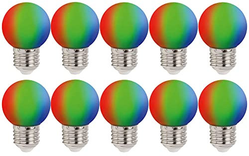 NCC-Licht 10 x LED Leuchtmittel Tropfenform Kugel G45 1W E27 RGB bunt 260°