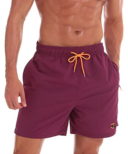 JustSun Short de Bain Homme avec Poches Zippées Étanche Short Séchage Rapide avec Filet