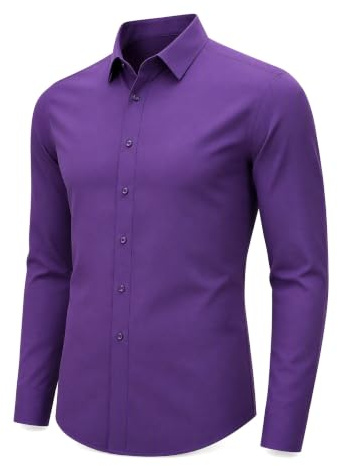 WSLCN Camicia Button Down Casual Maniche Lunghe da Uomo Slim Fit Elegante e Classico