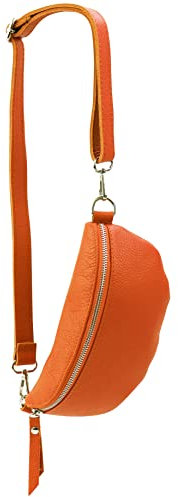 SH Leder ® echt Leder Hüfttasche Damen Herren Unisex Gürteltasche für Festival Reise Bauchtasche kleine Crossbody Bag Frauen Ledertasche 23x12cm AVA G292 (Orange)