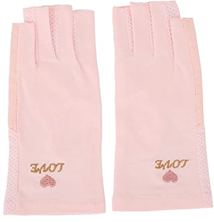 Gel Manicure Gloves Anti UV Fingerless Hand Skin BLocking, Manicure Gloves UV Stretchy Breathable Fingerless Fiber Cotton Nail Lamp Gloves for Home Salon(Pink)
