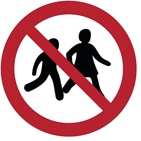 Autocollant Signalétique plastifié rond sticker résistant à l’eau NF ISO7010 - Adhésif laminé résistant aux UV - Accès interdit aux enfants - Diamètre 5 cm
