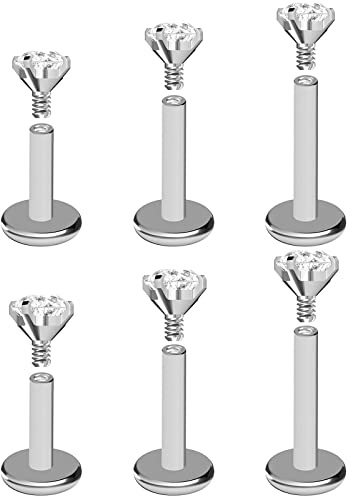 Body CAC 16G Internal Thread Titanium Flat Back Tragus Labret Stud Piercing