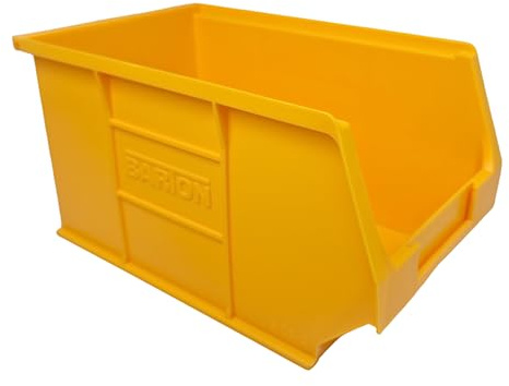 Yellow Storage Lin Bins | Tool Organiser Bin | Stackable Boxes for Garage | Wall Hanging Box | DIY Storage | Plastic Drawers (Medium-240x150x132mm) (10 Bins)