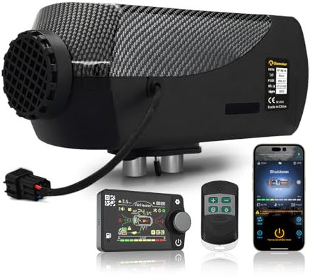 Sunster 12V&24V Car Parking Heater,night Diesel Air Heater, with Bluetooth APP Control and LCD Monitor for Car Trucks Boat Bus RV Motor-Homes and campervan