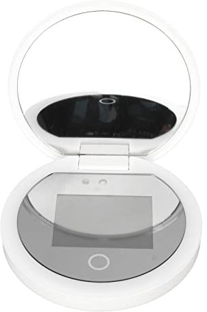 Cámara de Espejo con Protección Solar UV, Brillo Controlable, Aumento 2X, Espejo UV Plegable Portátil de 2 Caras para Maquillaje de Viaje