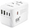LENCENT Internationaler Reiseadapter, 65W GaN3 Universeller Adapter mit 2 USB A+3 Typ C PD, Weltweiter Stromadapter für Handys, Laptops, All in One Reisestecker für EU/USA/UK/AU Steckdosen, Weiß