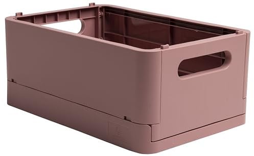 Exacompta 27138D Aufbewahrungsbox SMART CASE MIDI. Faltbare Mehrzweckbox aus Recycling-Kunststoff DIN A5+ stapelbare Klappkiste Klappkorb Klappbox Allzweckbox Aufbewahrungskiste Altrosa