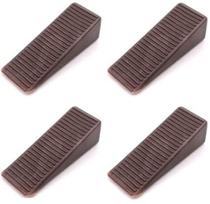 Saraoriginalshop Set 4 Ferma Porte Fermaporte Adesivo Cuneo da Pavimento Fermaporte in Plastica Protezione per Porte Disponibile in 2 Colarazioni (MARRONE)