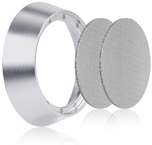 58mm 12 Embudo Dosificador de Café Magnético, Embudo Dosificador Espresso de Aluminio Embudo Portafiltro Magnético con 2 Filtros de Malla Anillo Dosificador de Café para Cocina Cafetería