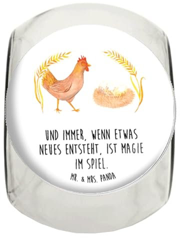 Mr. & Mrs. Panda Bonbonglas Huhn Stolz L 870ml - Geschenk, Küchenbehälter, Landwirt, Landwirtin, Spruch, Glasdose, Hoftiere, Bauernhof, Teedose,
