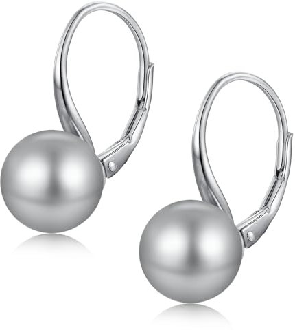 Perlenohrringe Silber 925 Hängend - Creolen Mit Perlen, Ohrhänger Damen Hängend - Grau