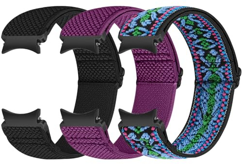 Runostrich Elastische Armband kompatibel mit Samsung Galaxy Watch 7/6/5/4/FE 40mm 44mm/Galaxy Watch 5 Pro/Galaxy Watch 6/4 Classic 43mm 47mm 42mm 46mm Nylon Sport Uhrenarmband Damen Herren