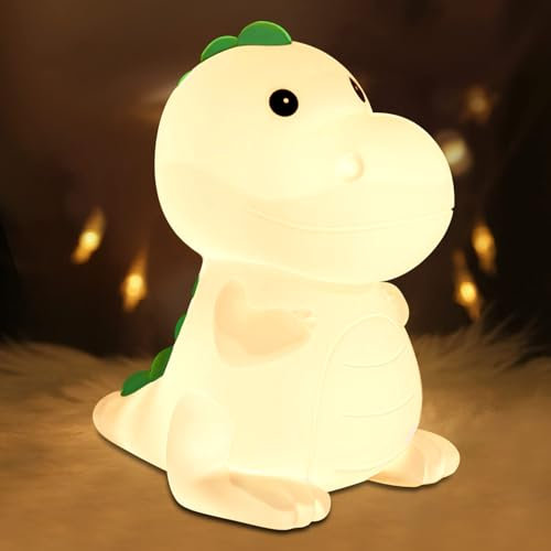 Nachtlicht Kinder Dinosaurier Baby Stilllicht Dimmbar mit 7 Farben Touch Steuerung, Aufladbare LED Lampe Kinderlicht, Dino Nachtlampe für Kinderzimmer, Weiches Silikon Nachtlicht (Dinosaur)