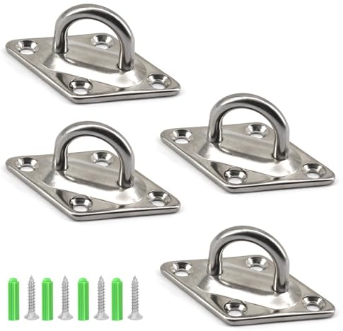 Zerniple Ganchos de techo M10 de acero inoxidable 304 con placa en forma de U, ganchos de pared, ganchos de grapas para accesorios (4 piezas)
