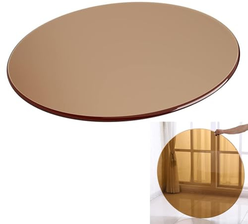 SXKJQER Tischplatte Wetterfest Rund Gehärtetes Glas, Esstisch Rund Glastisch Transparent Goldenes Braun, Sicherheitsglas Tisch Glasplatte Ersatzteil, für DIY Tisch, Runder Esstisch(Size:60CM)