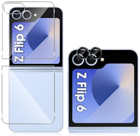 QULLOO Arrière Verre Trempé pour Z Flip 6 5G [2 Pièces] + Caméra Protecteur [1 pièces], 9H Dureté Film Protection Arrière Anti-Rayures Protecteur Écran pour Flip6