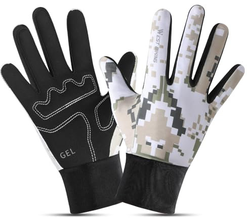 West Biking Fahrradhandschuhe Kinder-Atmungsaktiv Reithandschuhe Kinder, rutschfest MTB Handschuhe Gel Vollfinger-Handschuhe, Tarnung Rennrad Handschuh Für Jungen Mädchen 4-12 Jahre