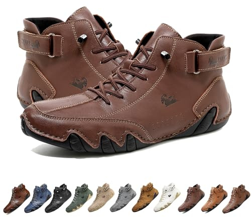 Stivali alti in pelle scamosciata fatti a mano in Italia, scarpe da ginnastica casual da uomo leggere e impermeabili Beck, scarpe da uomo a piedi nudi for escursioni e guida, stivali Chukka(Dark brown