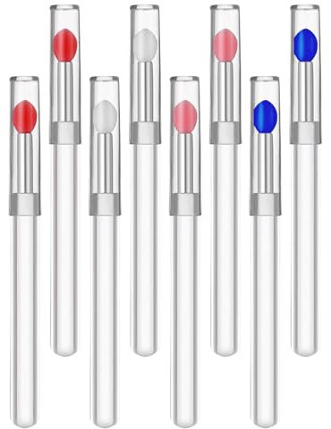 Zeayebsr 8 brochas aplicadoras de lápiz labial de silicona con tapas para brochas de maquillaje, aplicador de bálsamo labial, kits de herramientas de belleza para pintalabios,bálsamo labial