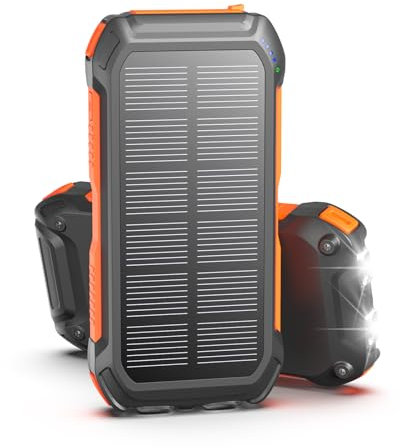 Bilivein Solar Power Bank, 26800mAh Solar Ladegerät, 15W Schnelles Laden PowerBank, 3 Ausgänge Solar Batterie Bank mit USB C für iPhone, Galaxy, Externe Batterie Pack mit Taschenlampe
