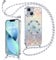 Kokio Coque Glitter Magnétique pour iPhone 13 avec Cordon [Compatible avec MagSafe], Motif Coeur Transparente Etui pour Filles Femmes, Antichoc Silicone Housse pour iPhone 13 Argent